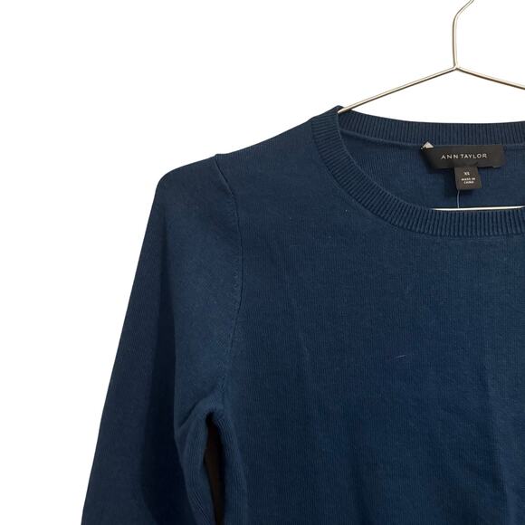 Ann Taylor NEW Navy Crewneck Ruffle 3/4 Sleeve Sweater XS - Picture 5 of 6